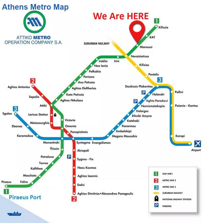 אתונה Modern 2 Bedroom Apartment Next To Metro - Marousi מראה חיצוני תמונה